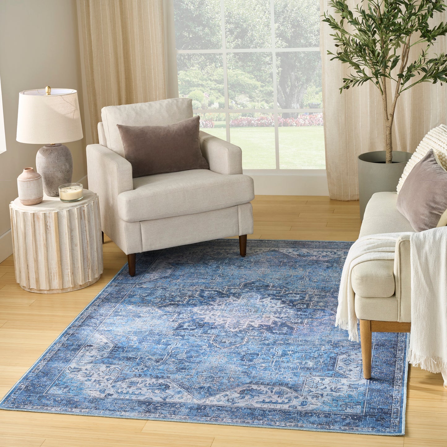 Nourison Nourison Washables 4' x 6' Blue Vintage Indoor Rug