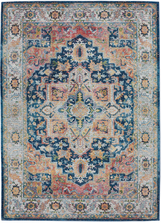 Nourison Ankara Global 4' x 6' Blue Multicolor Vintage Indoor Rug