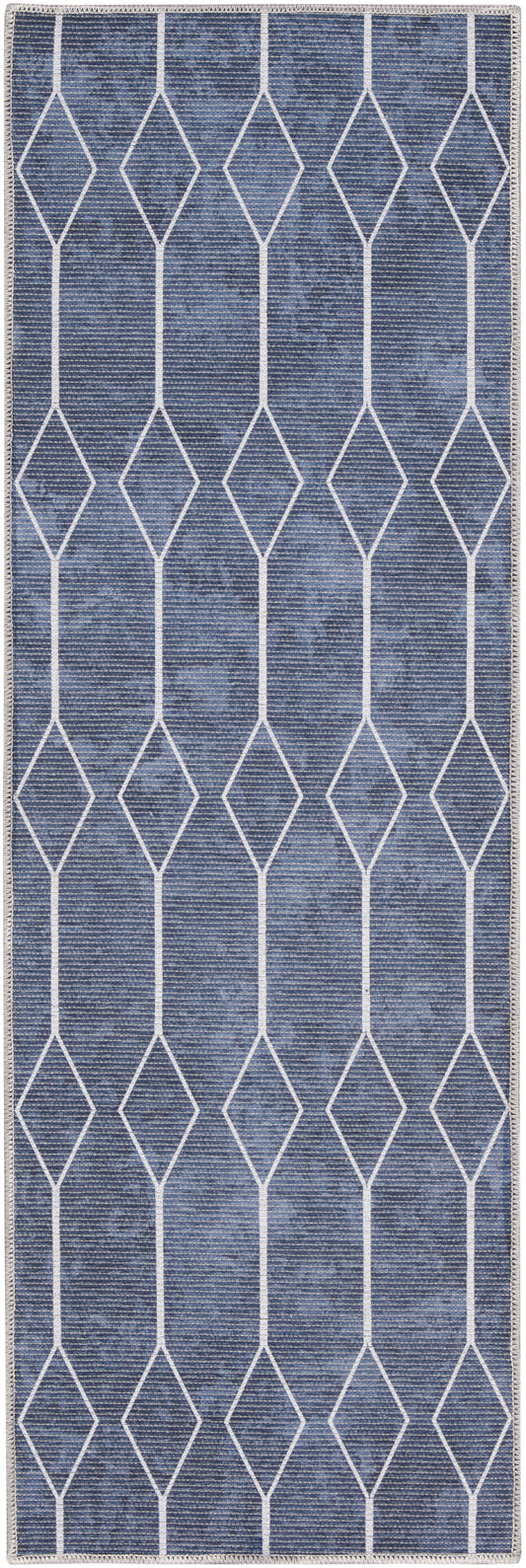 Nicole Curtis Machine Washable Series 1 2' x 6' Navy Modern Indoor Rug