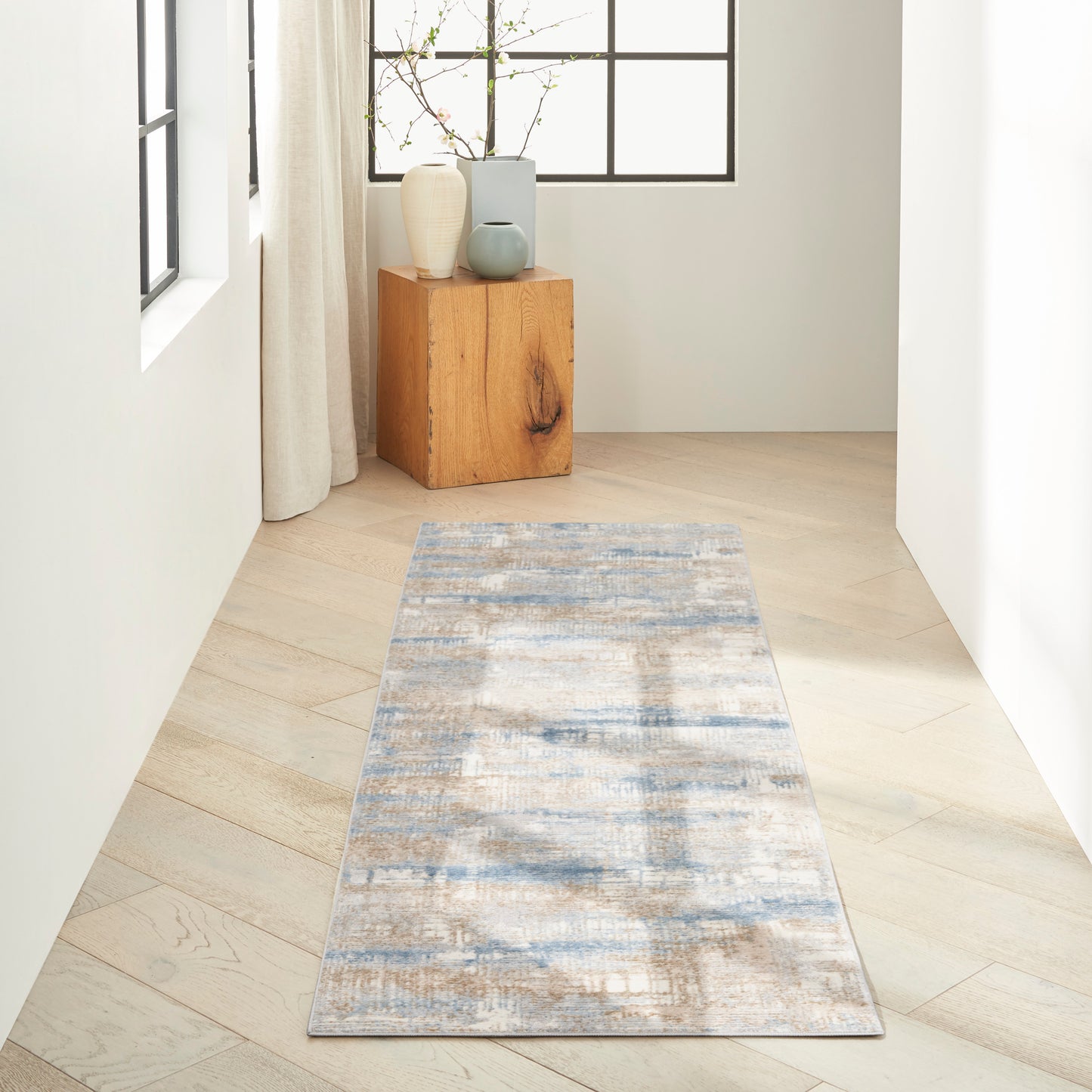 Calvin Klein CK950 Rush 2'3" x 7'3" Blue Beige Modern Indoor Rug