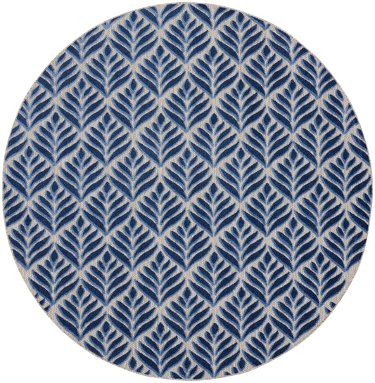 Nourison Aloha 7'10" x Round Blue Tropical Rug