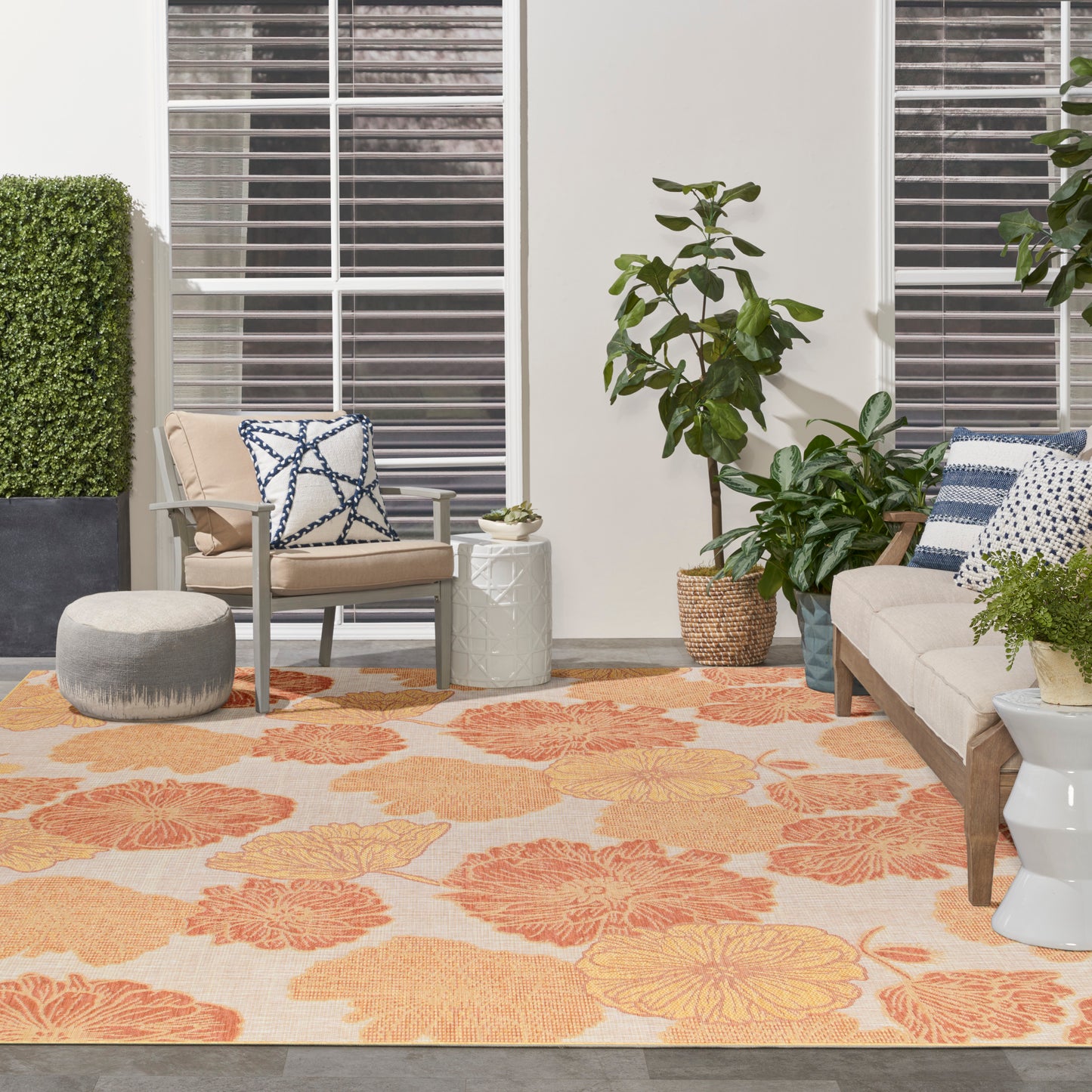 Nourison Garden Oasis 8' x 10' Coral Tropical Rug