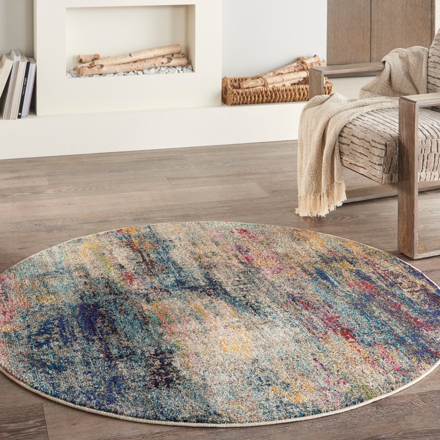 Nourison Celestial 5'3" x Round Multicolor Modern Indoor Rug