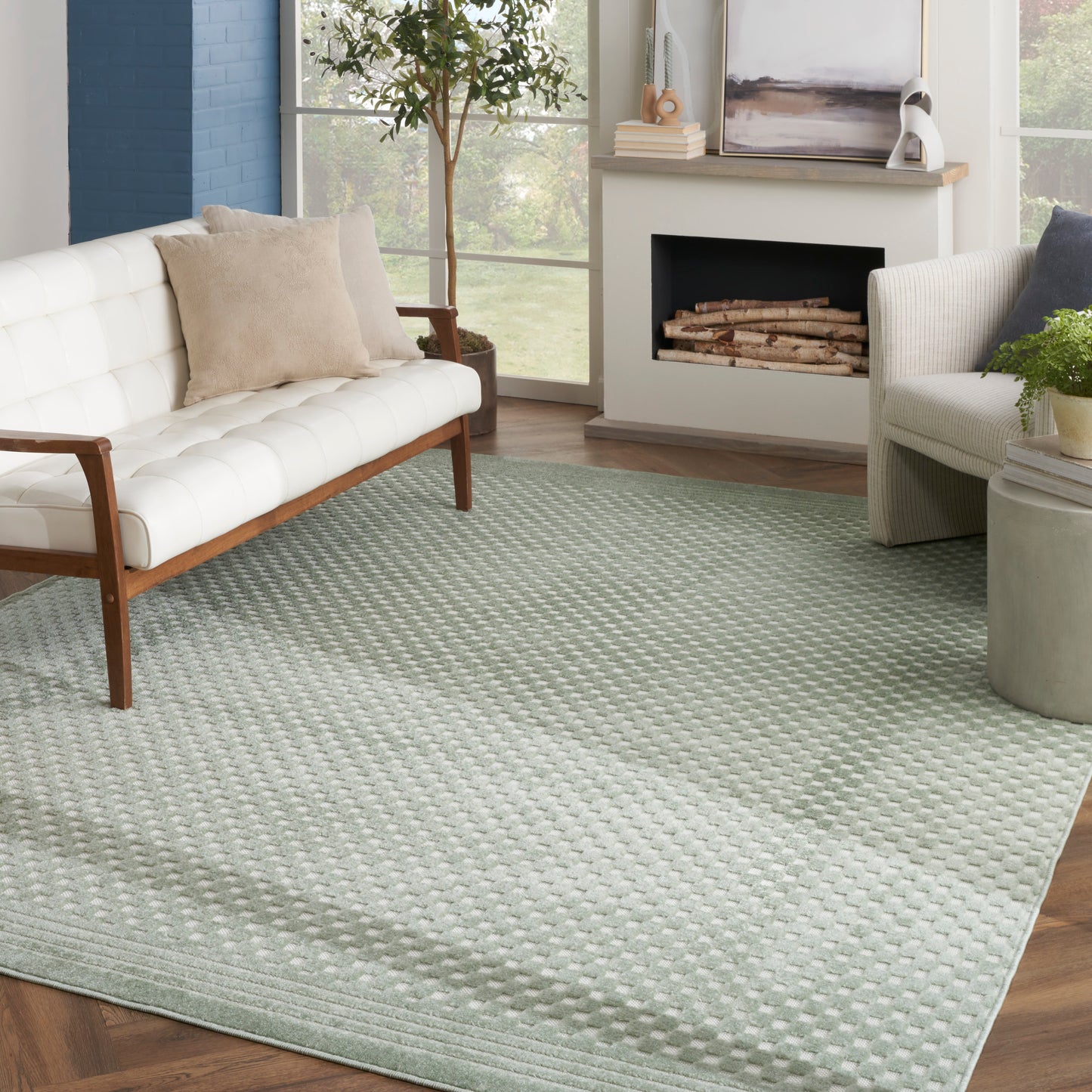 Nourison Care Free 7'10" x 9'10" Green Modern Indoor Rug