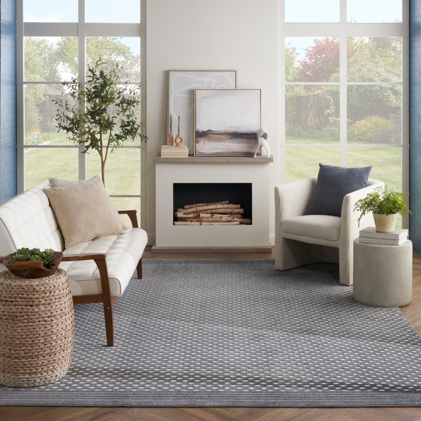 Nourison Care Free 7'10" x 9'10" Grey Modern Indoor Rug