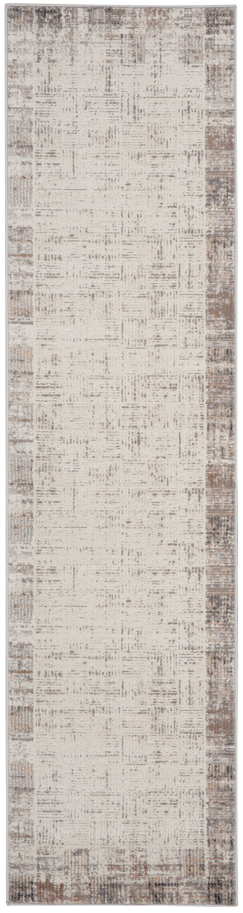 Nourison Elation 2'2" x 18' Ivory Grey Modern Indoor Rug