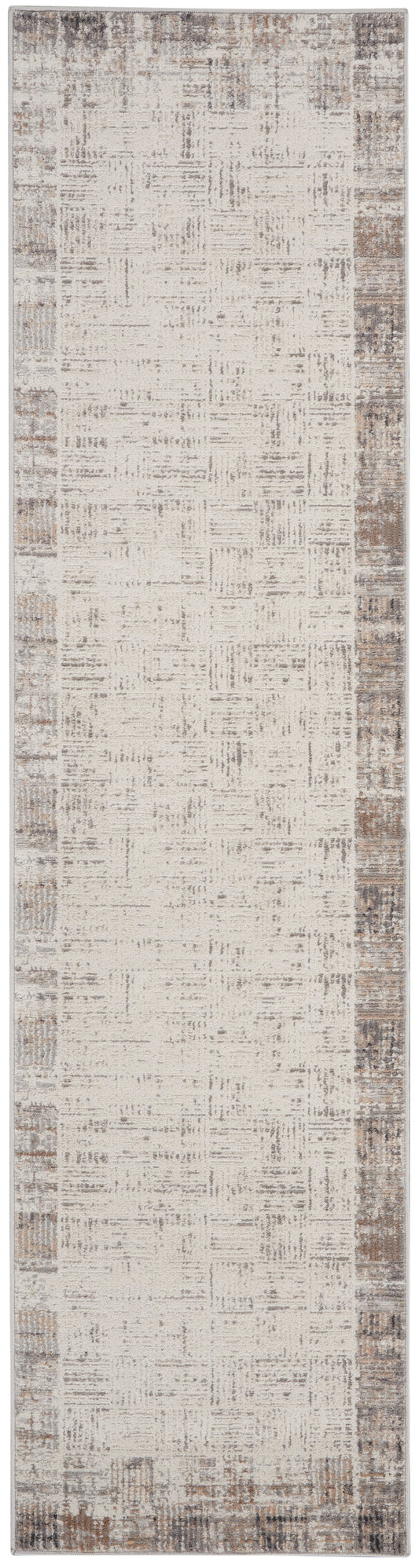 Nourison Elation 2'2" x 18' Ivory Grey Modern Indoor Rug