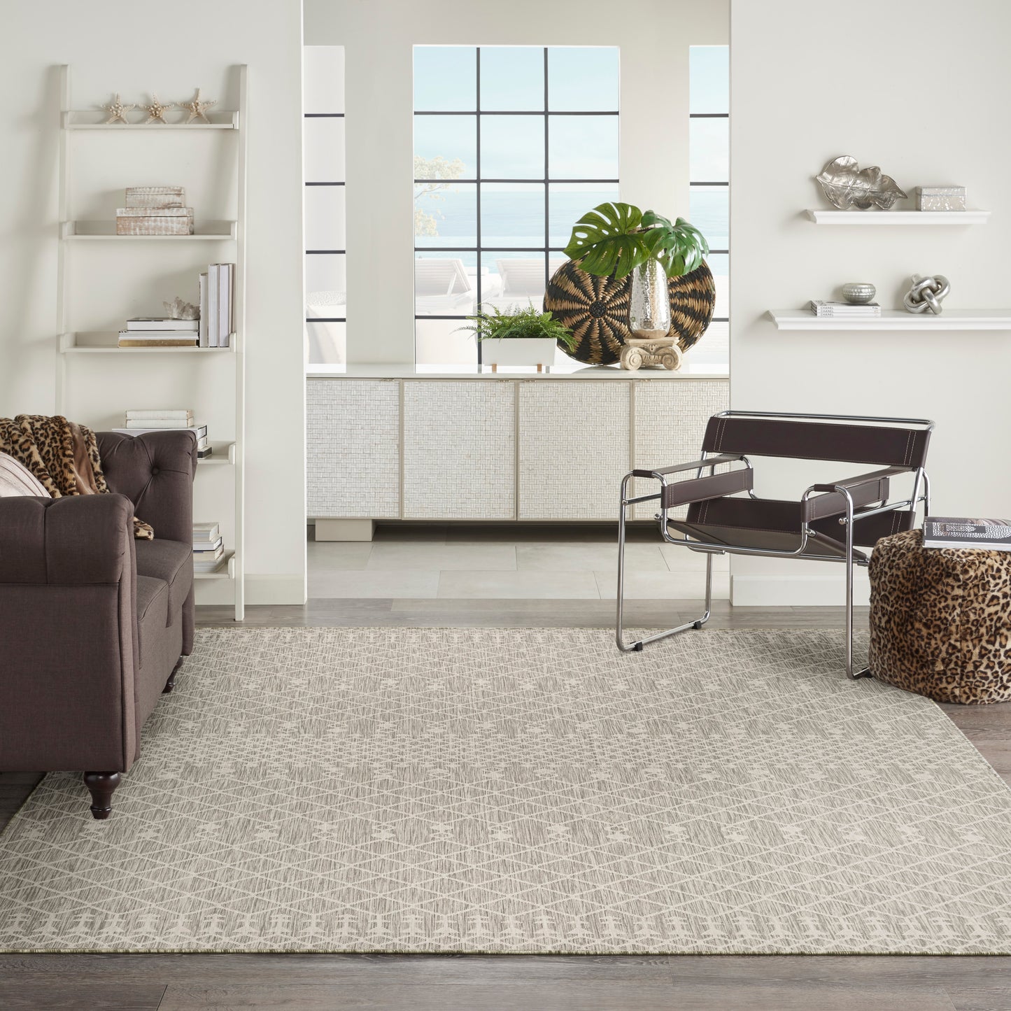 Nourison Positano 9' x 12' Light Grey Modern Rug