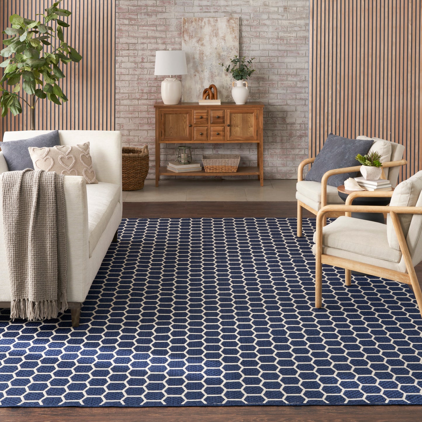 Nourison Twist Reversible 10' x 14' Navy Modern Rug