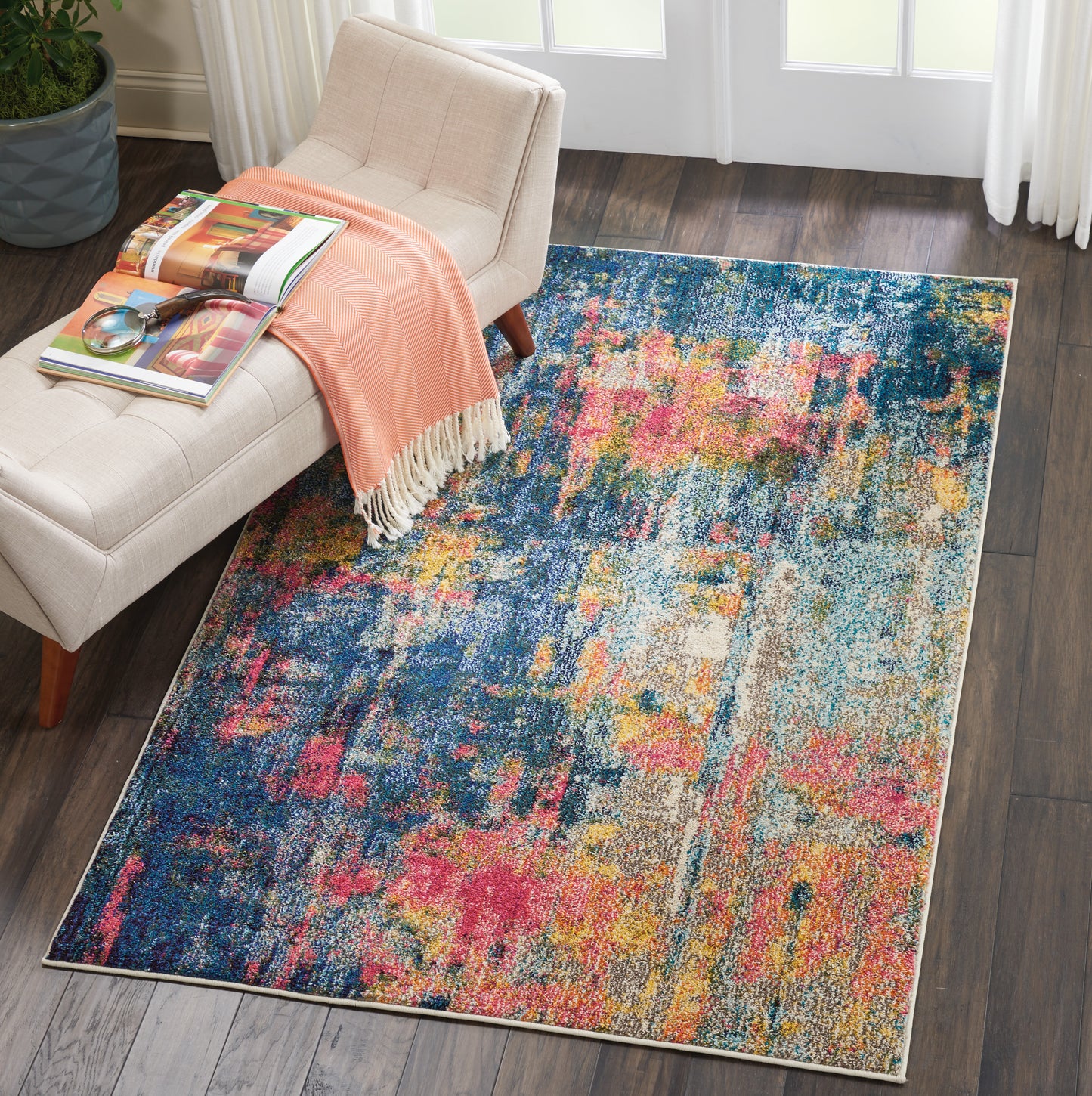 Nourison Celestial 3'11" x 5'11" Blue Yellow Modern Indoor Rug