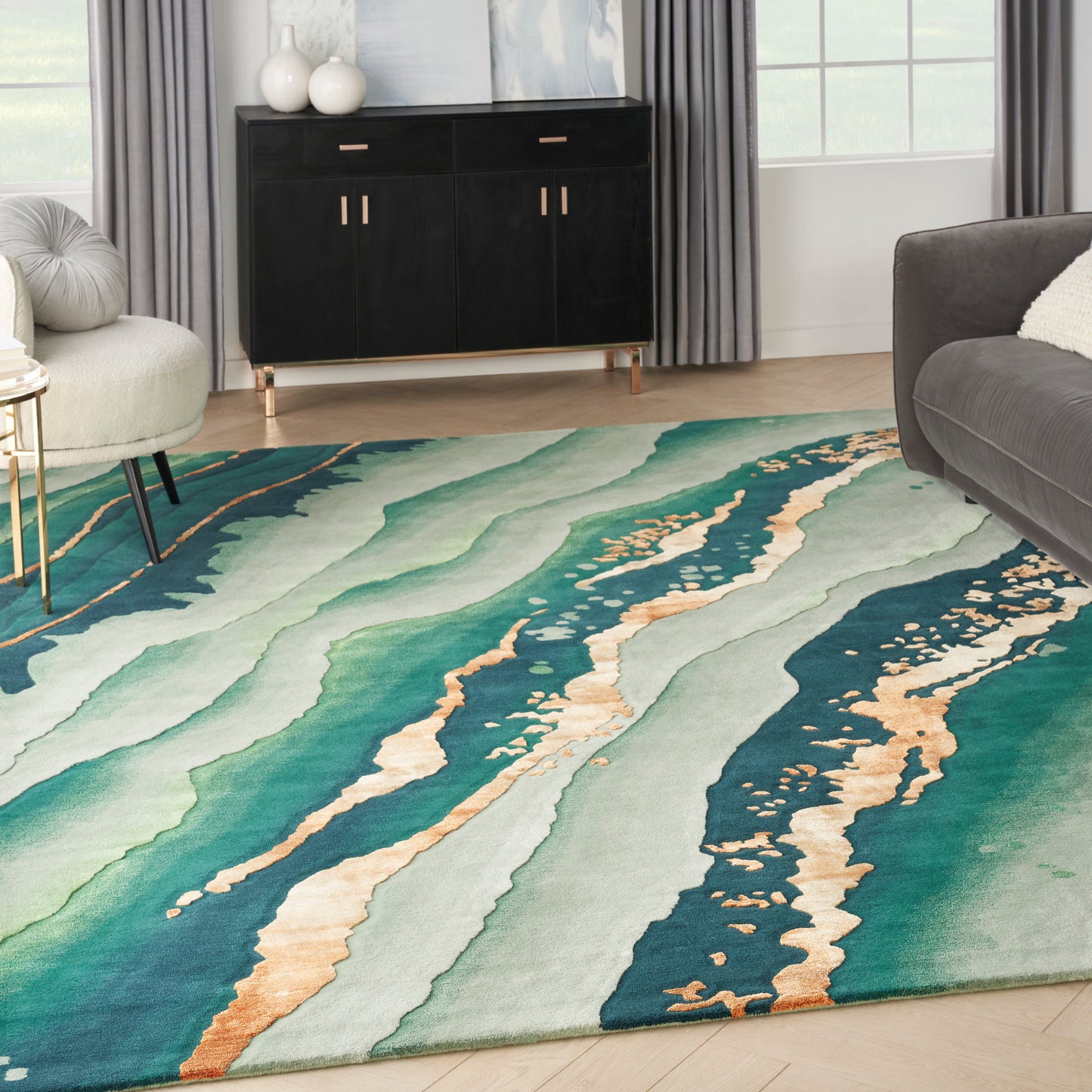 Nourison Prismatic 8'6" x 11'6" Emerald Modern Indoor Rug