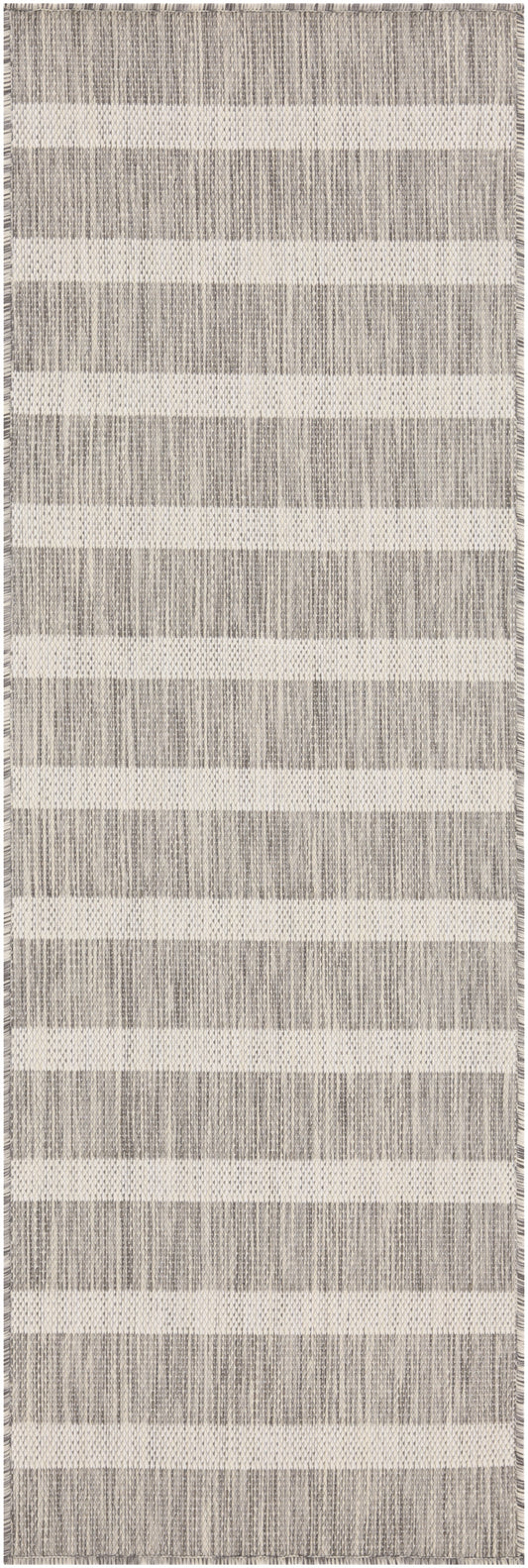 Nourison Positano 2' x 6' Grey Ivory Modern Rug