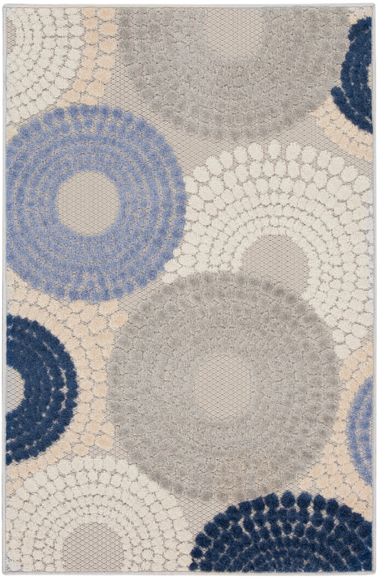 Nourison Aloha 2'8" x 4' Blue Grey Modern Rug