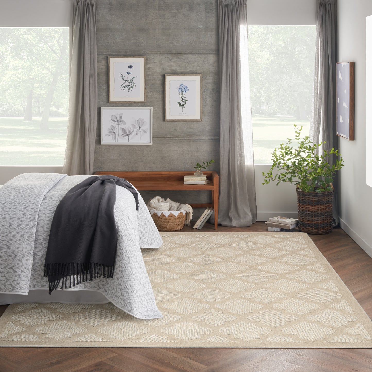 Nourison Easy Care 9' x 12' Cream Modern Rug