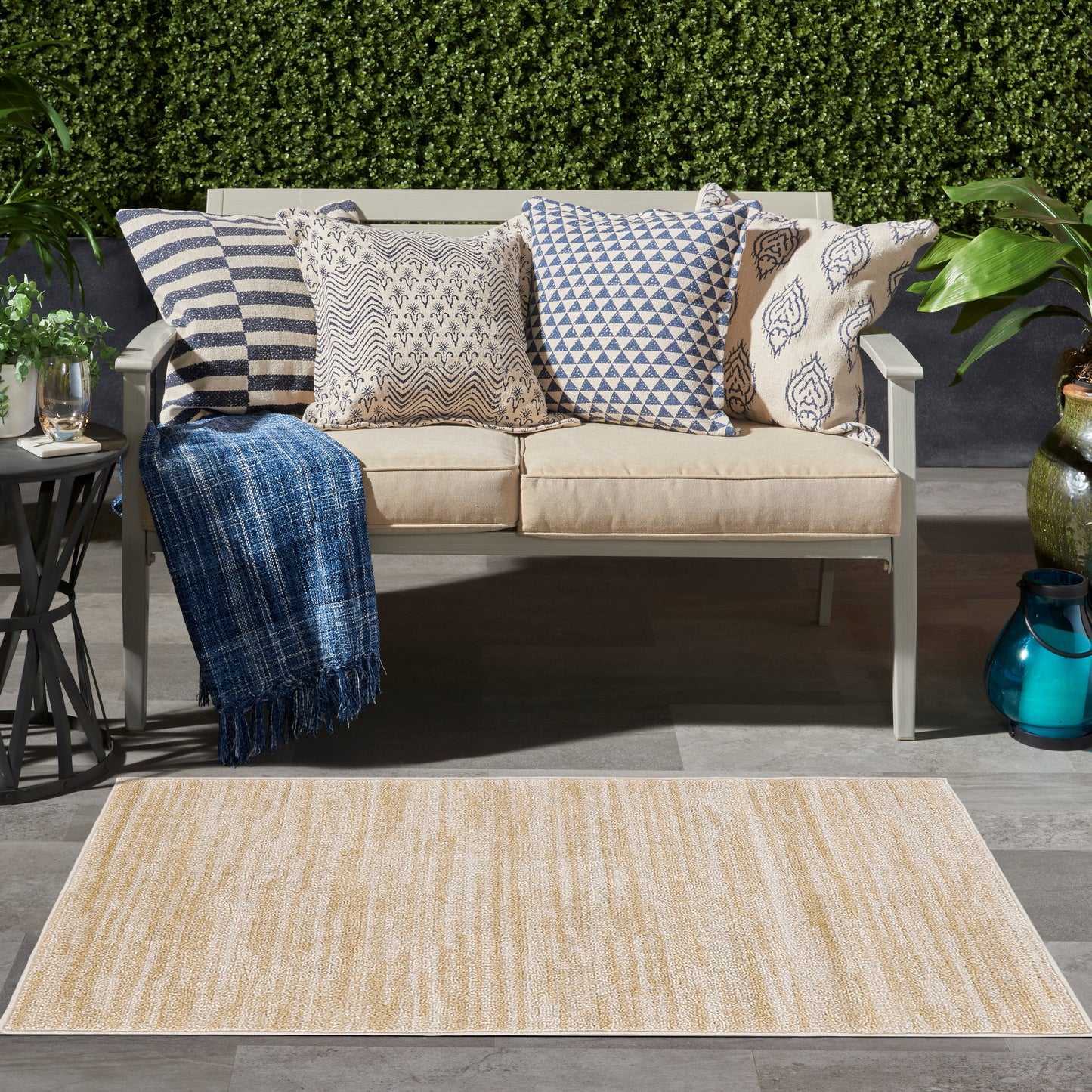 Nourison Nourison Essentials 2' x 4' Ivory Gold Outdoor Rug