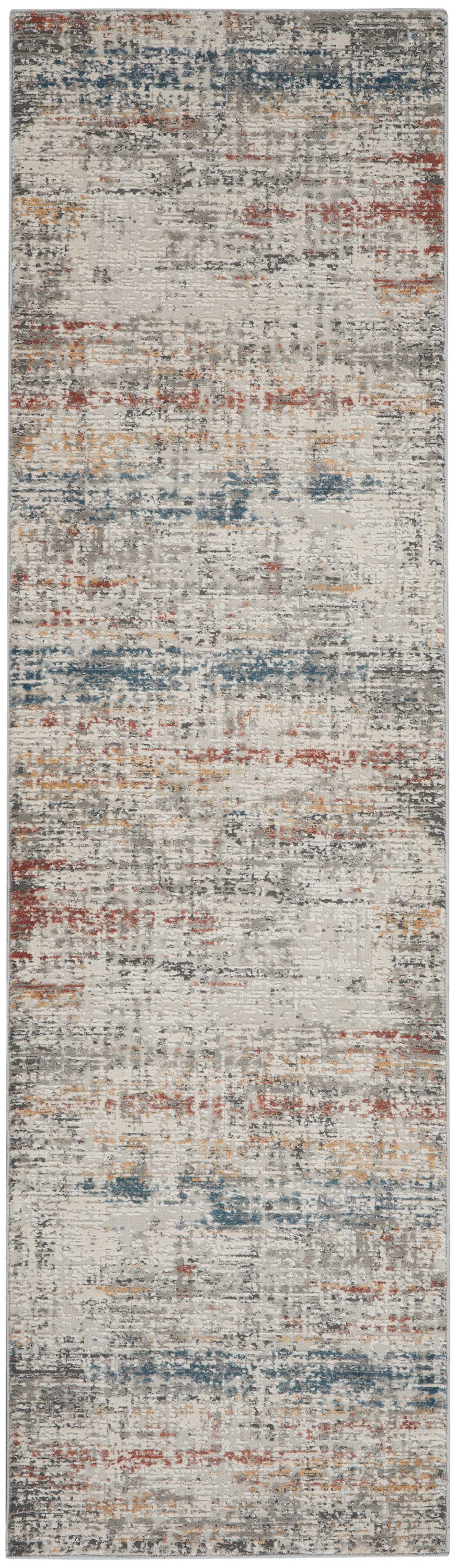 Nourison Rustic Textures 2'2" x 7'6" Light Grey Multi Modern Indoor Rug