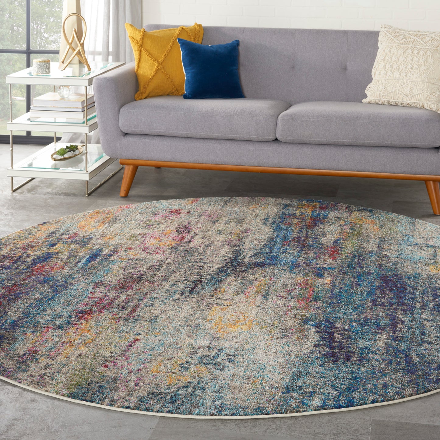 Nourison Celestial 7’10” x Round Multicolor Modern Indoor Rug