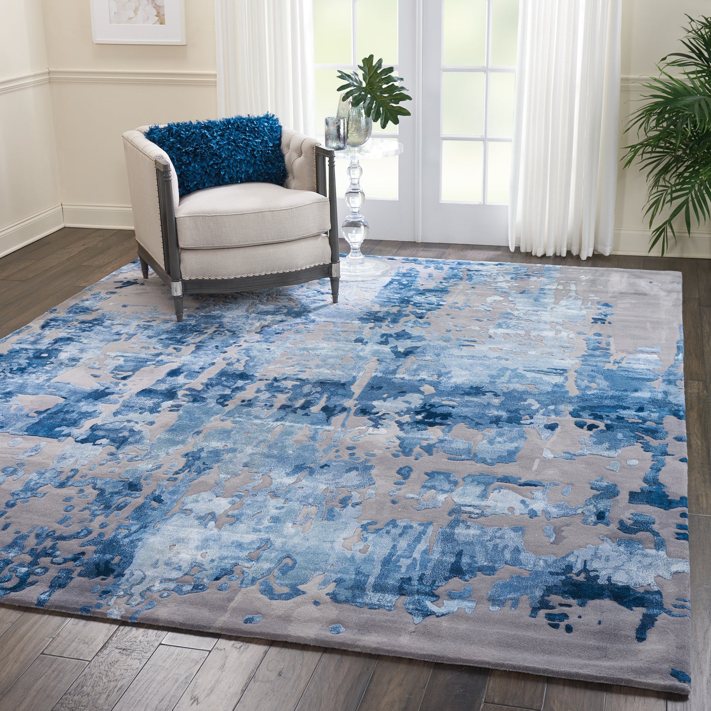 Nourison Prismatic 9'9" x 13'9" Blue/Grey Modern Indoor Rug