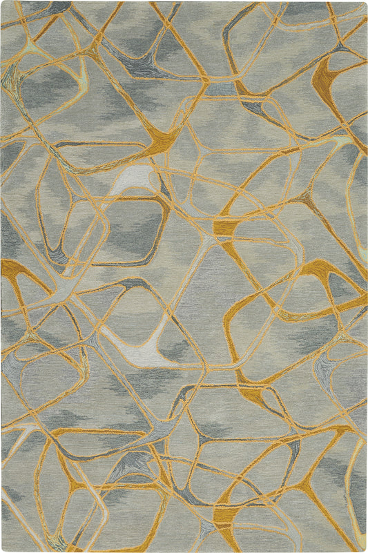 Nourison Symmetry 5'3" x 7'9" Grey Yellow Modern Indoor Rug