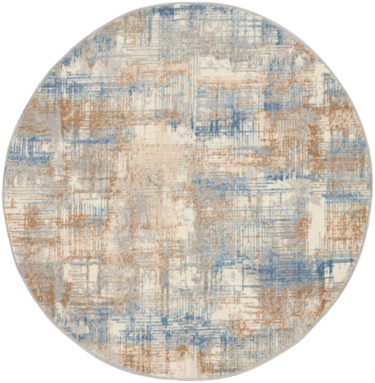 Calvin Klein CK950 Rush 4' x Round Blue Beige Modern Indoor Rug