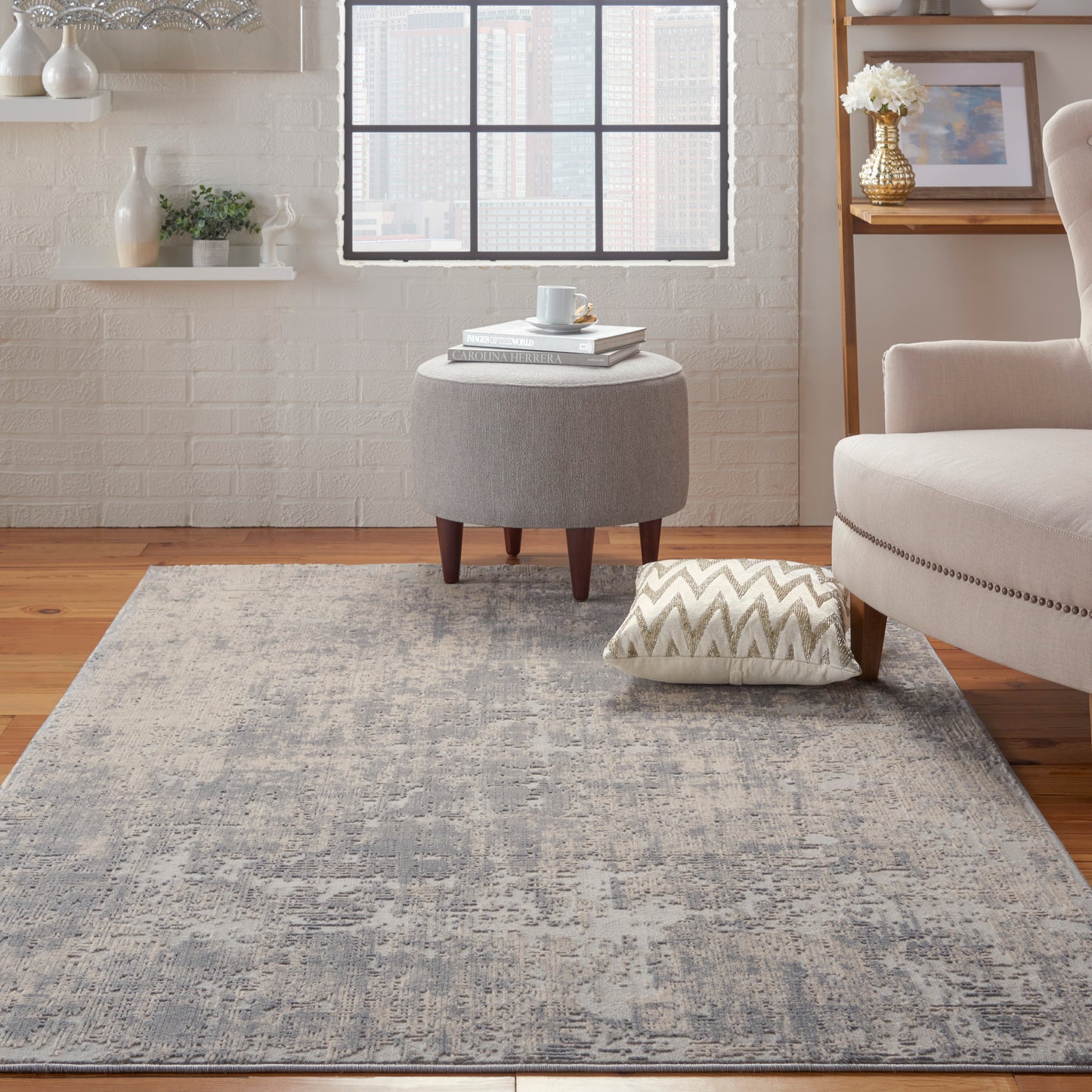 Nourison Rustic Textures 5'3" x 7'3" Ivory/Silver Modern Indoor Rug