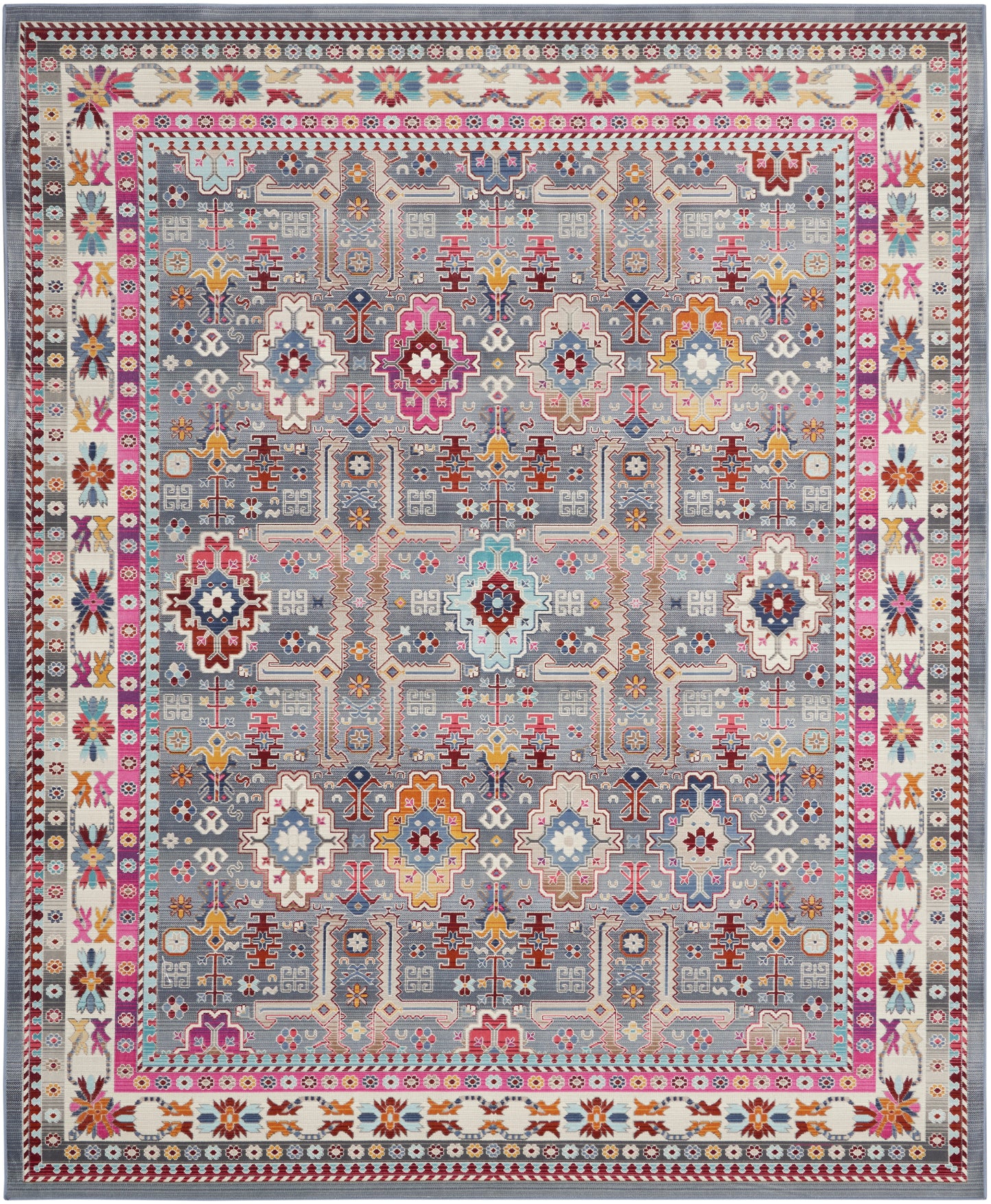 Nourison Vintage Kashan 7'10" x 9'10" Grey/Multi Bohemian Indoor Rug