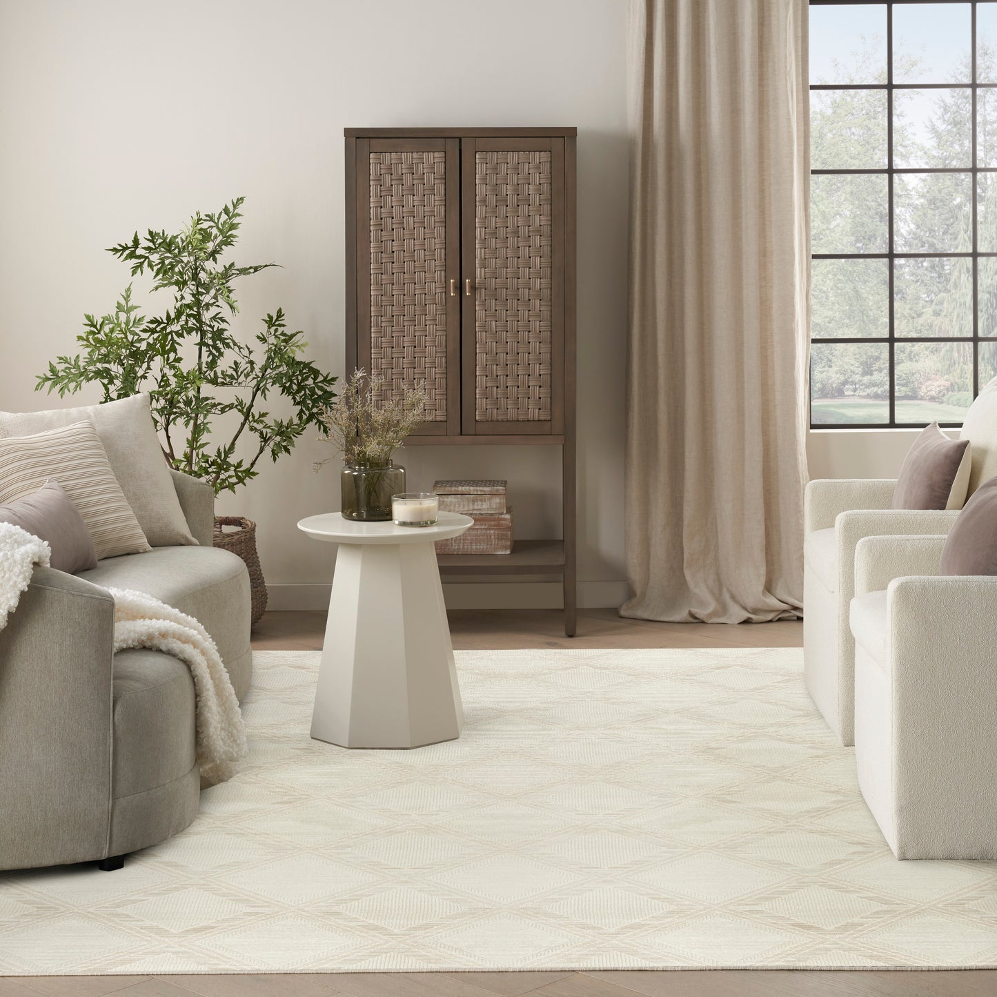 Nourison Serenity Home 9' x 12' Ivory Modern Indoor Rug