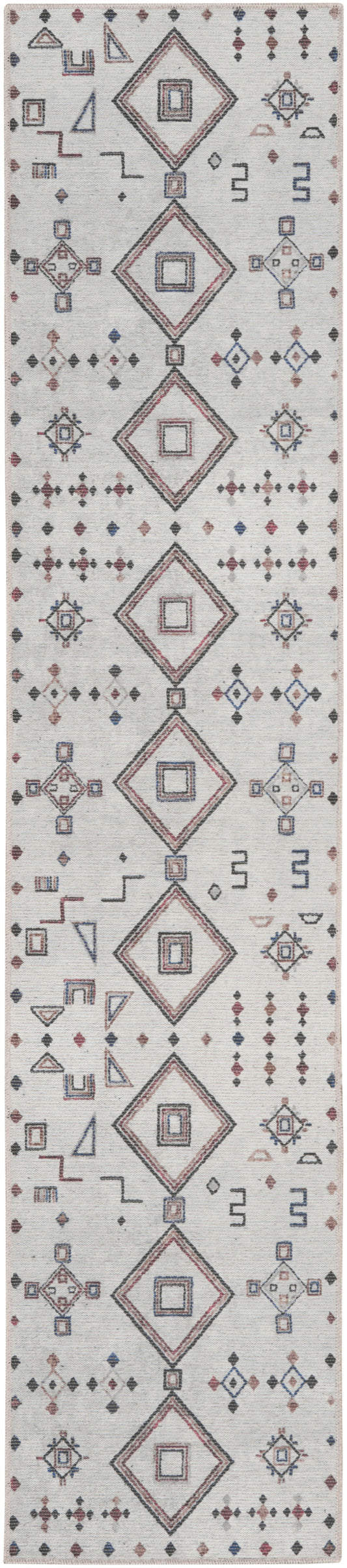 Nicole Curtis Machine Washable Series 1 2'2" x 10' Ivory/Multi Bohemian Indoor Rug