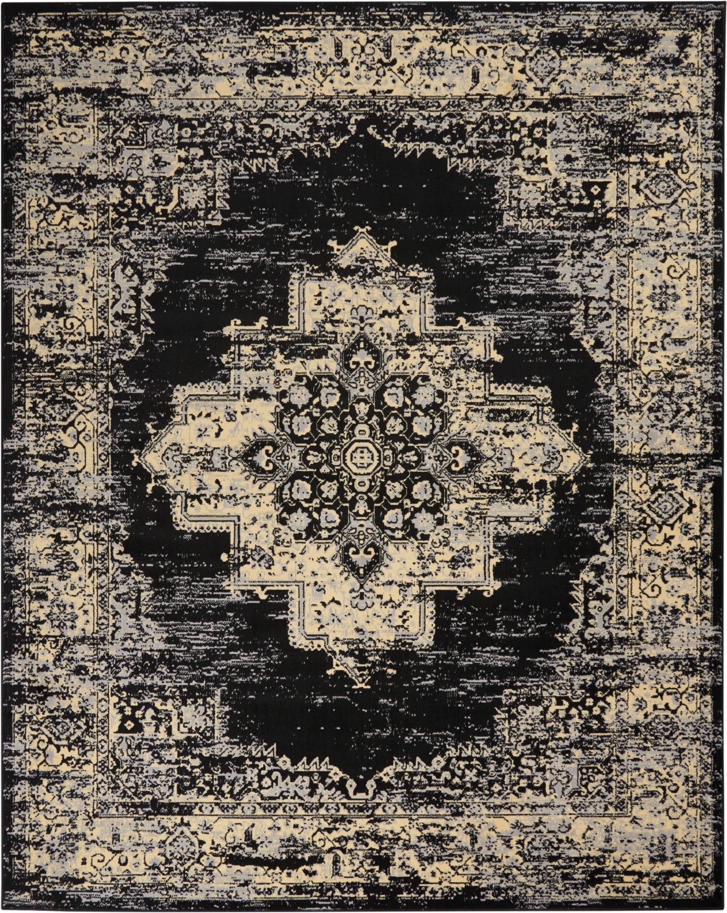 Nourison Grafix 7' x 10' Black Vintage Indoor Rug