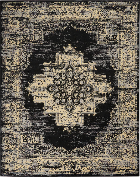 Nourison Grafix 7' x 10' Black Vintage Indoor Rug