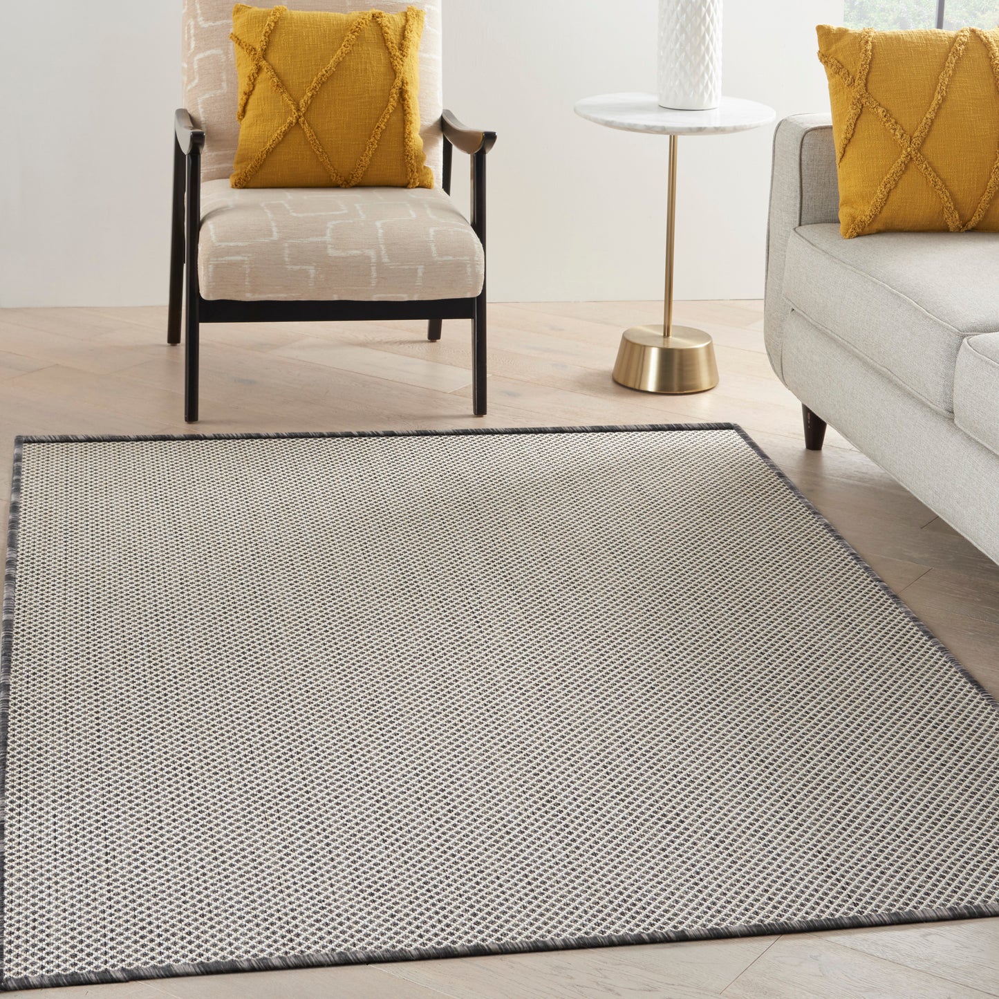 Nourison Courtyard 4' x 6' Ivory Charcoal Modern Rug