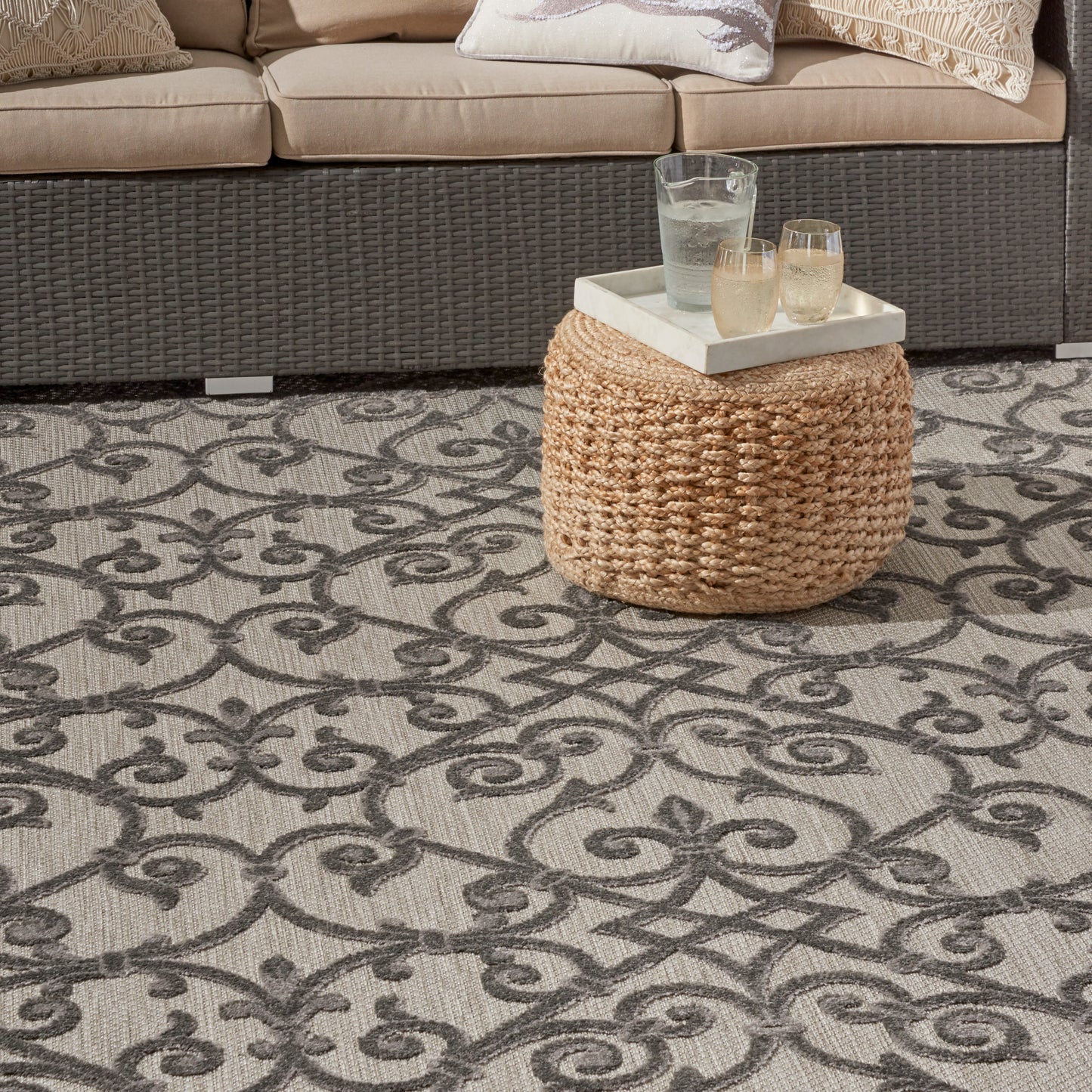 Nourison Aloha 9'6" x 13' Grey Charcoal Contemporary Rug