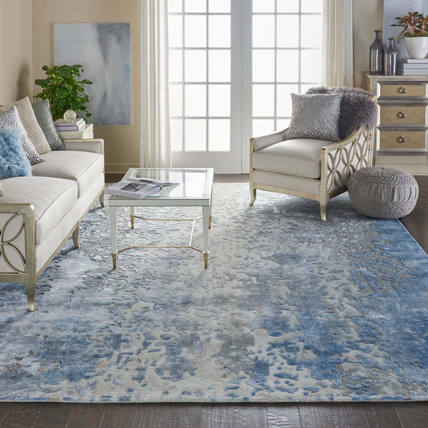 Nourison Prismatic 9'9" x 13'9" Denim Modern Indoor Rug