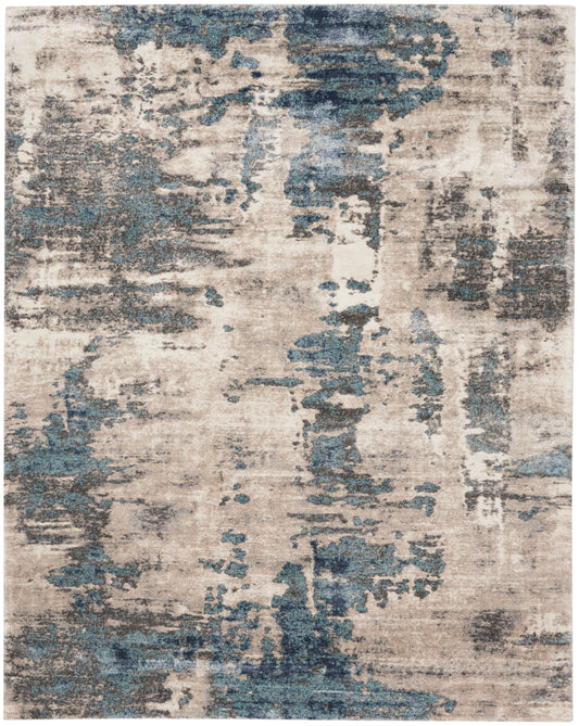 Nourison American Manor 9' x 12' Ivory Blue Modern Indoor Rug