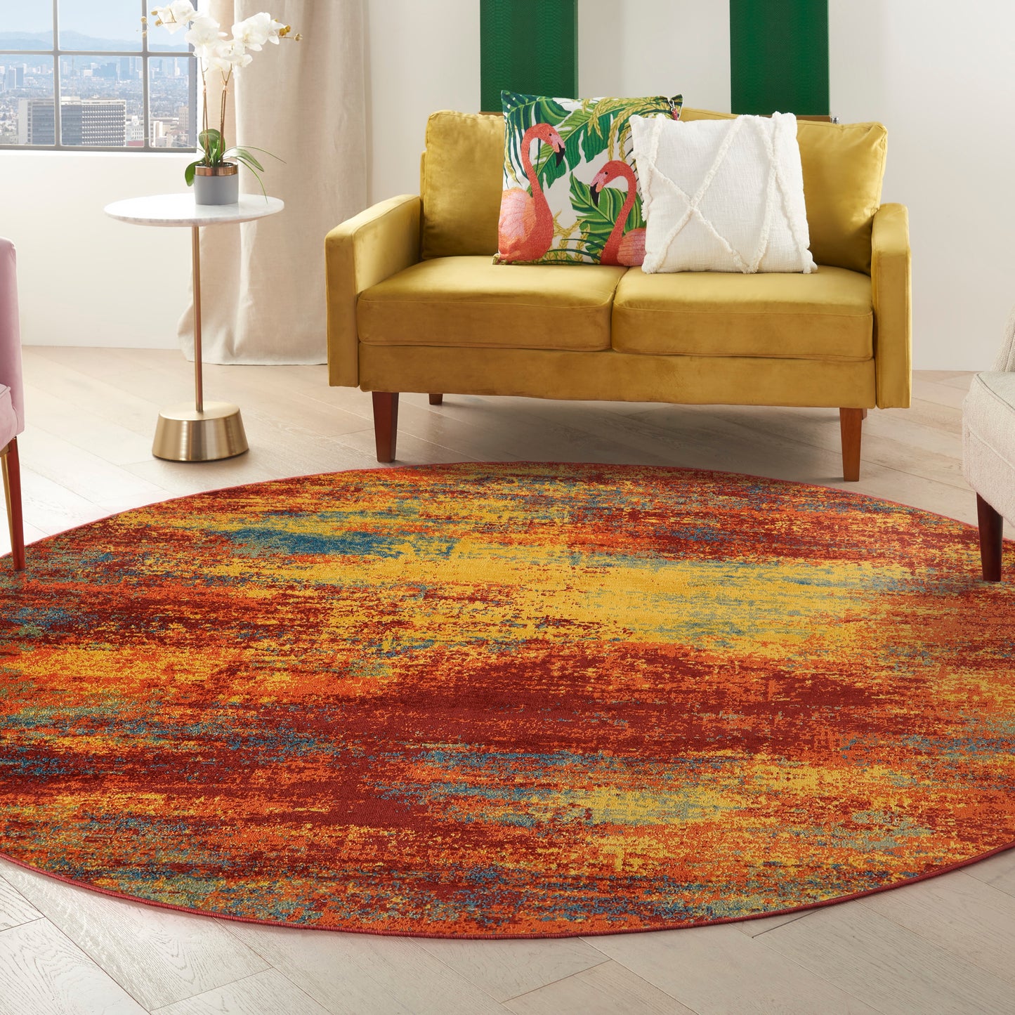 Nourison Nourison Essentials 8' x Round Flame Modern Rug