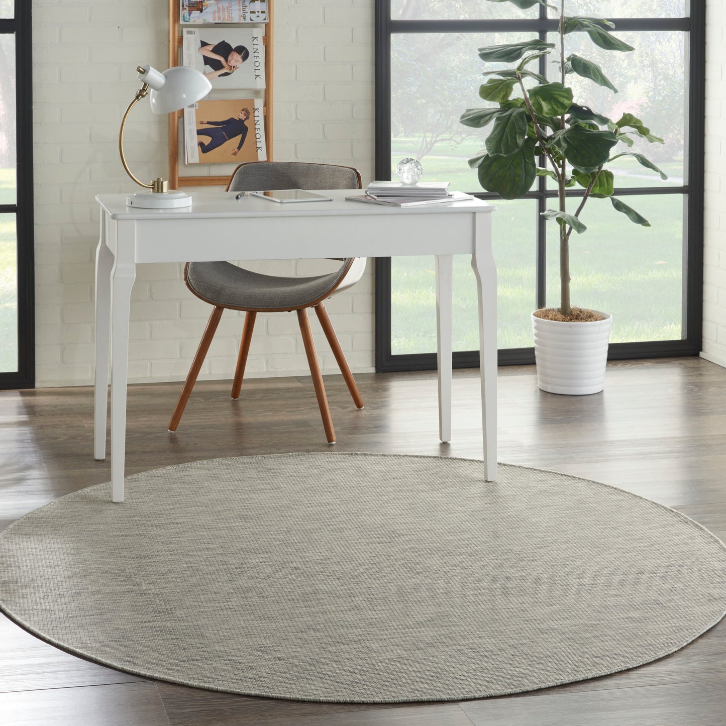 Nourison Positano 6' x Round Light Grey Modern Rug