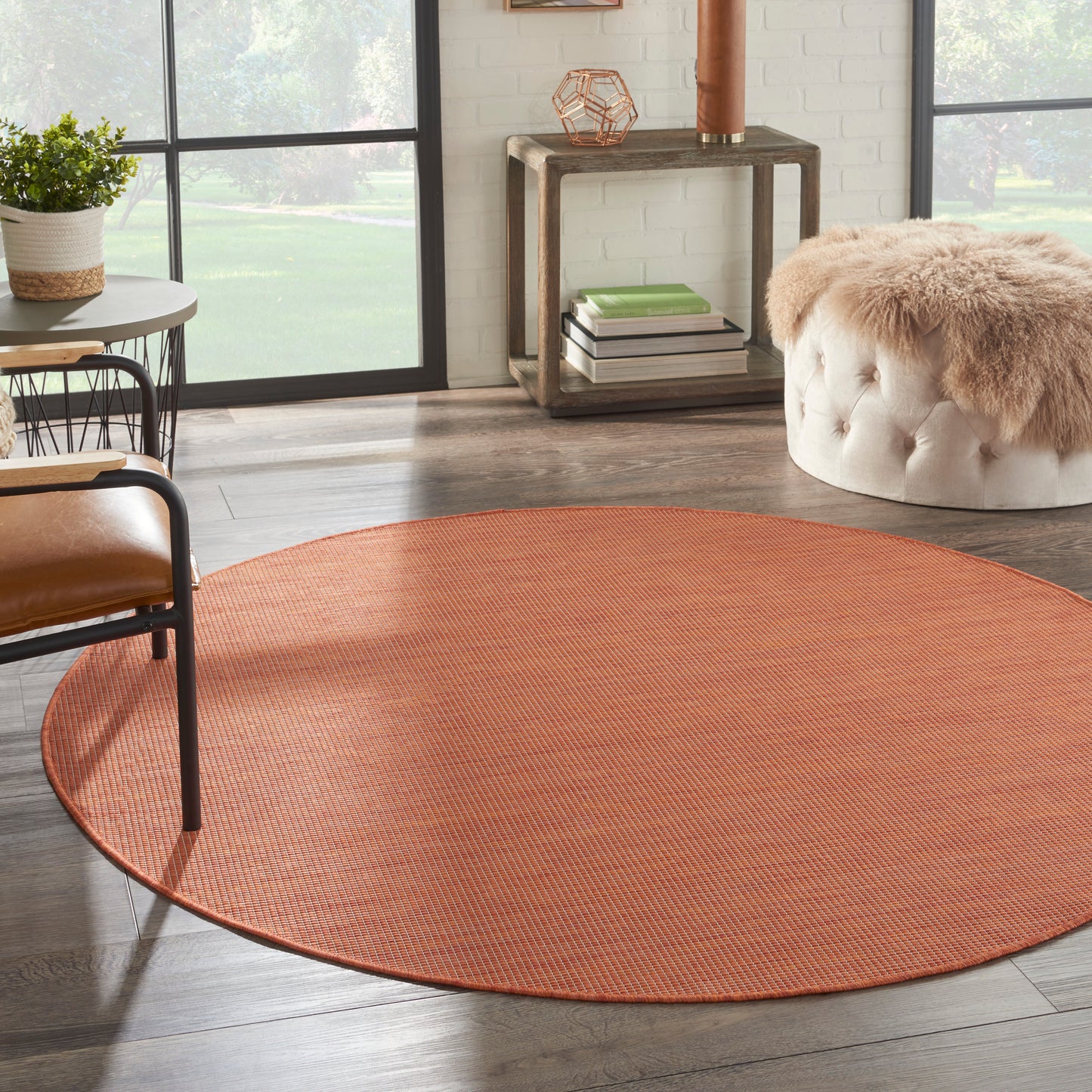 Nourison Positano 6' x Round Terracotta Modern Rug