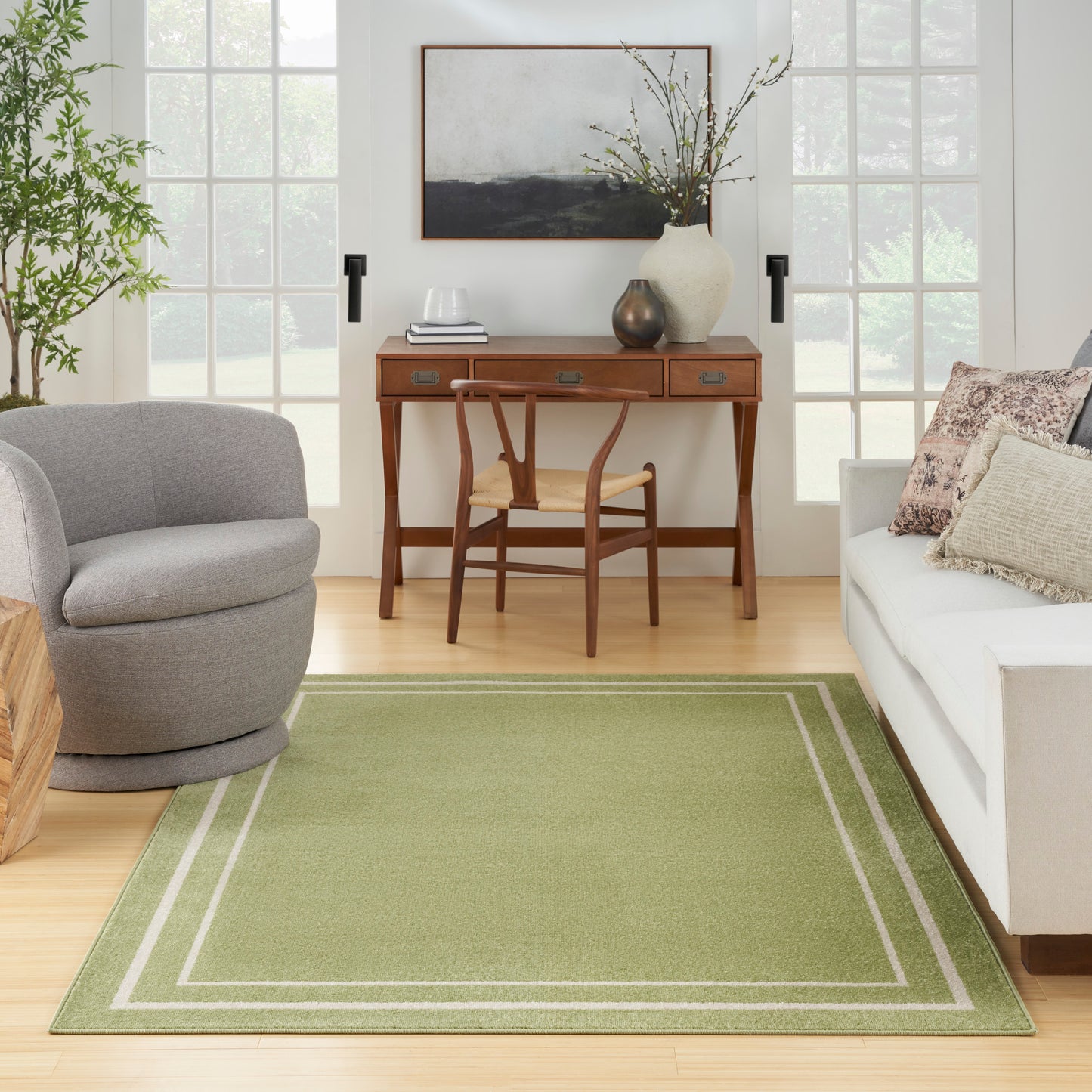 Nourison Nourison Essentials 4' x 6' Green Ivory Contemporary Rug