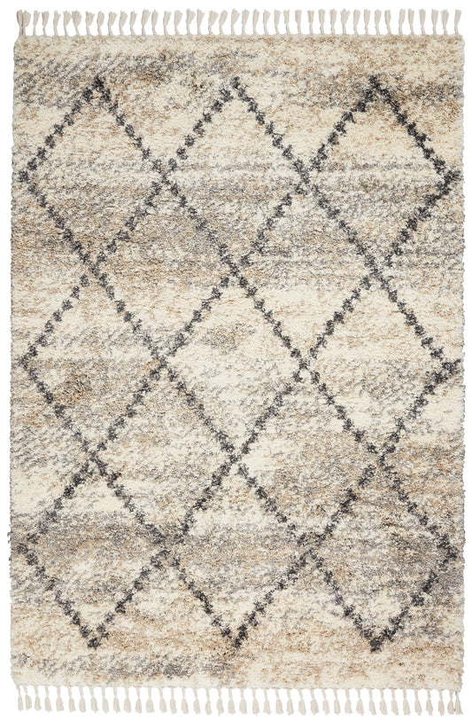 Nourison Oslo Shag 4' x 6' Ivory/Grey Shag Indoor Rug