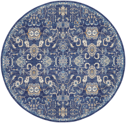 Nourison Grafix 8' x Round Navy Vintage Indoor Rug