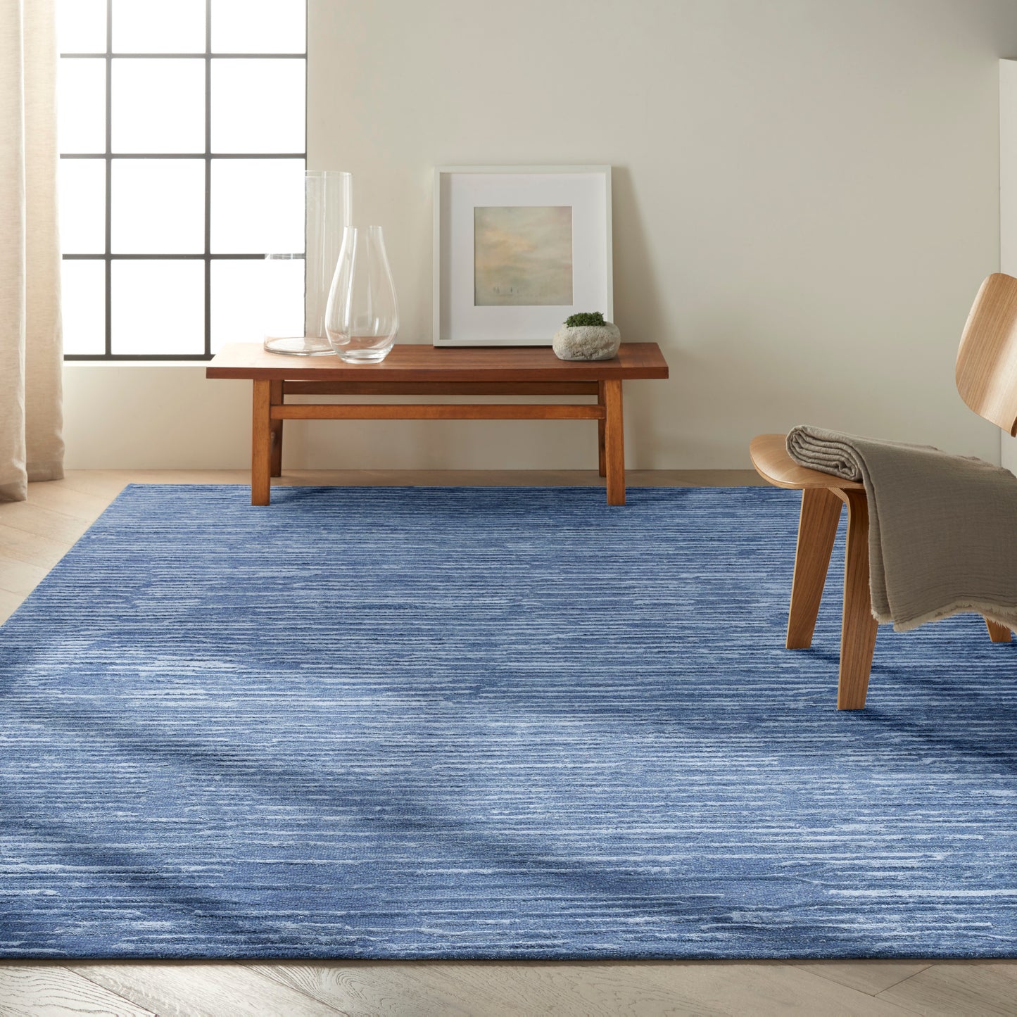 Calvin Klein CK010 Linear 9'9" x 13'9" Blue Modern Indoor Rug