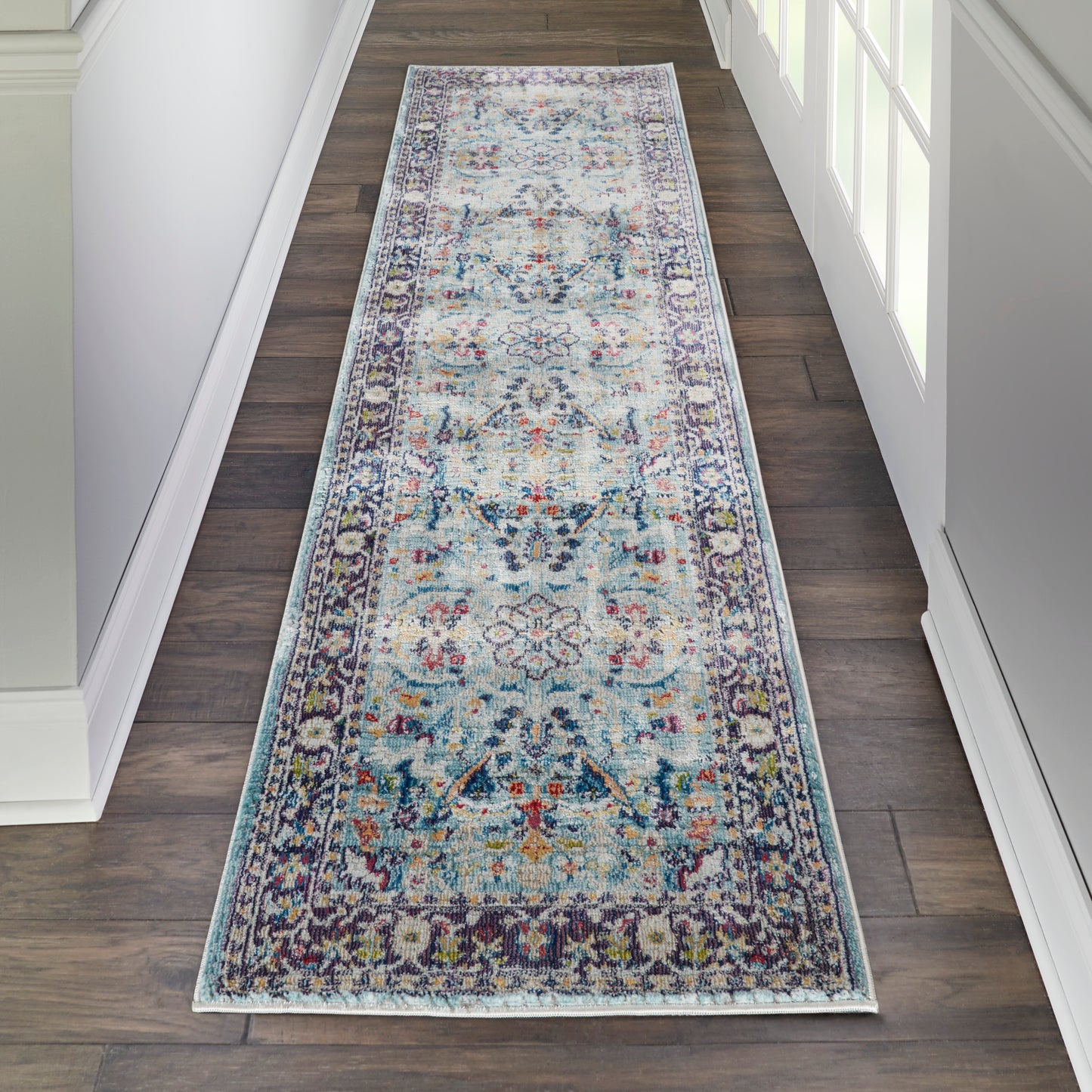 Nourison Ankara Global 2' x 6' Teal Multicolor Bohemian Indoor Rug