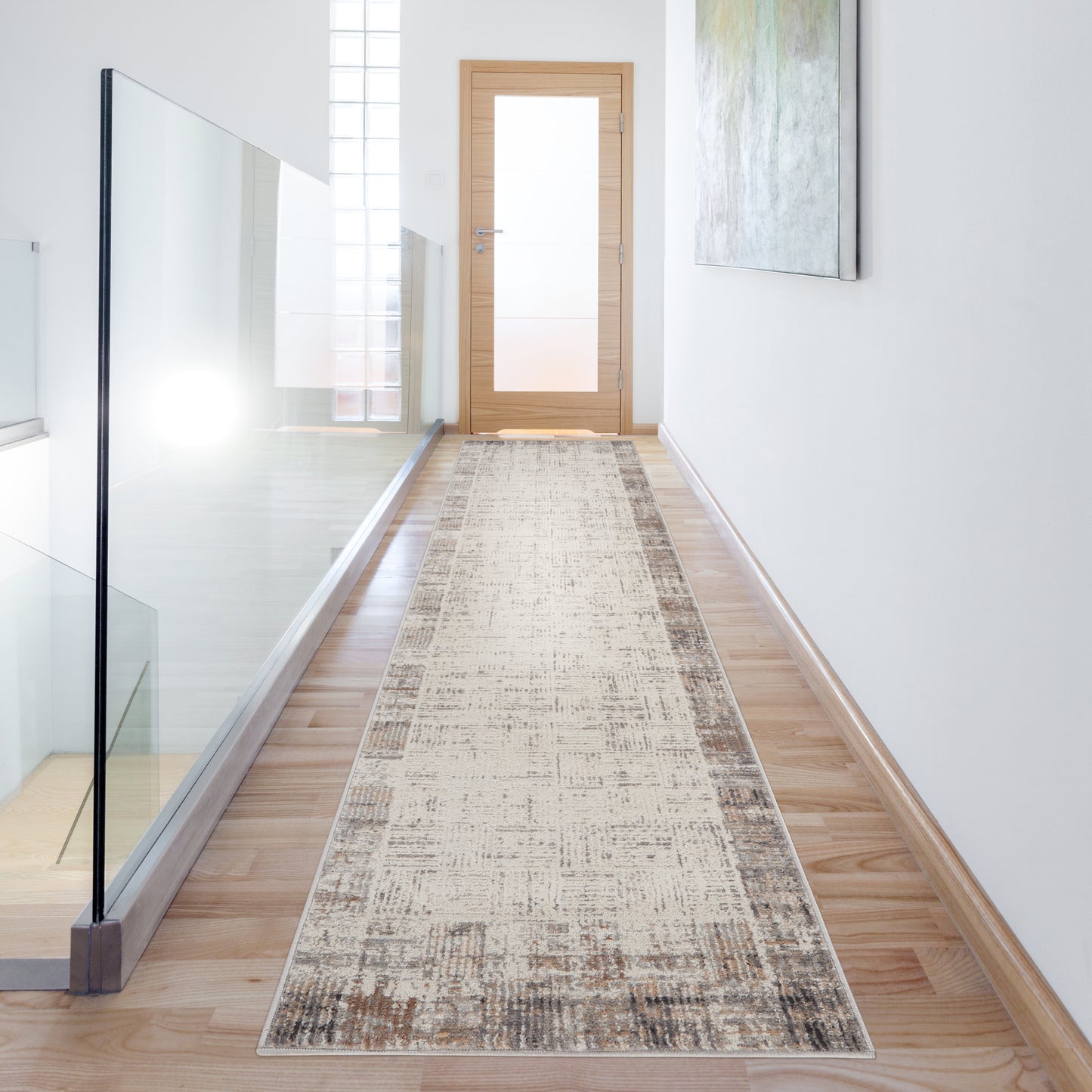 Nourison Elation 2'2" x 20' Ivory Grey Modern Indoor Rug