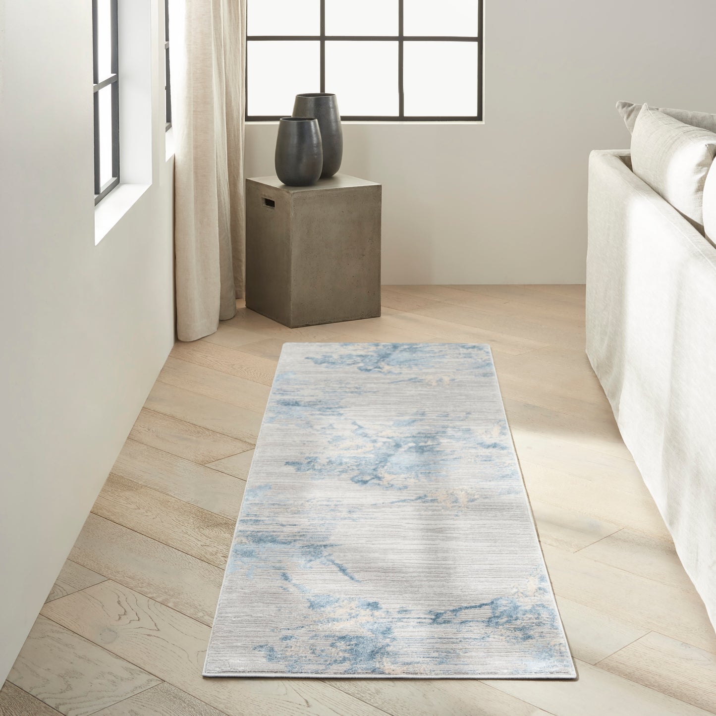 Calvin Klein CK005 Enchanting 2'3" x 7'3" Grey Sky Contemporary Indoor Rug