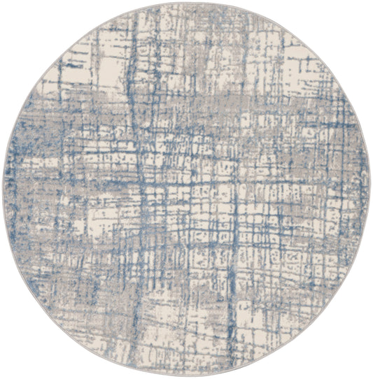 Calvin Klein CK950 Rush 4' x Round Ivory Blue Modern Indoor Rug