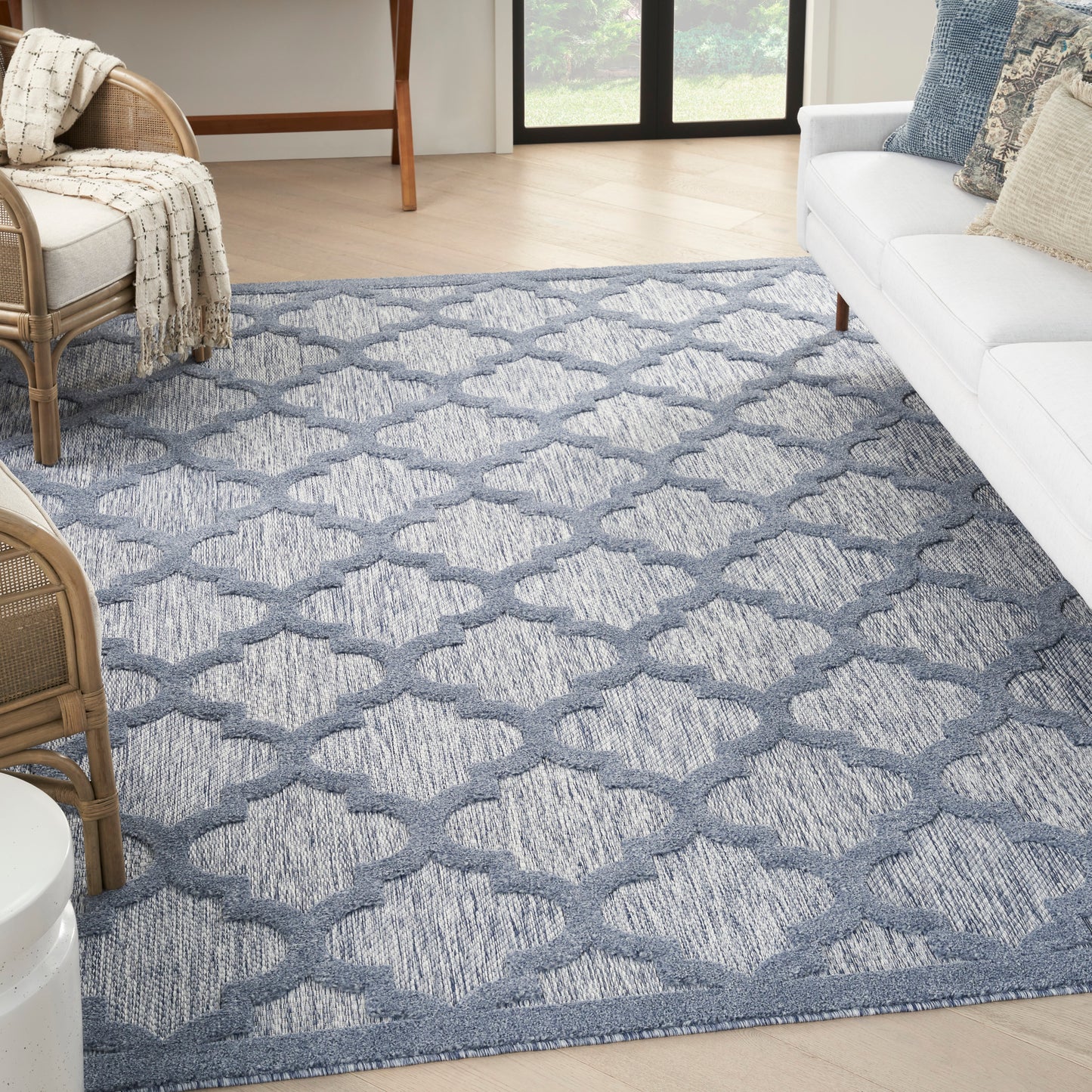 Nourison Easy Care 8' x 10' Denim Blue Modern Rug