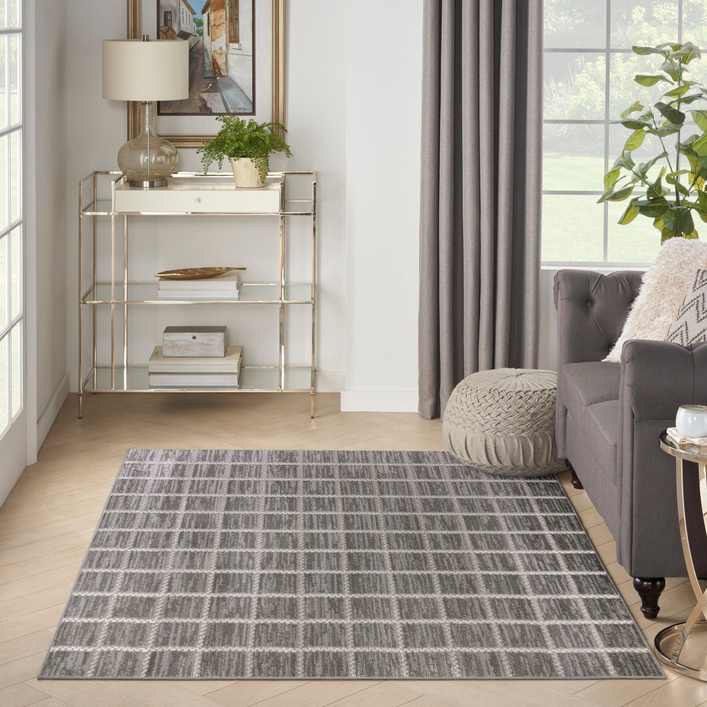 Nourison Serenity Home 3'11" x 5'11" Grey Ivory Modern Indoor Rug