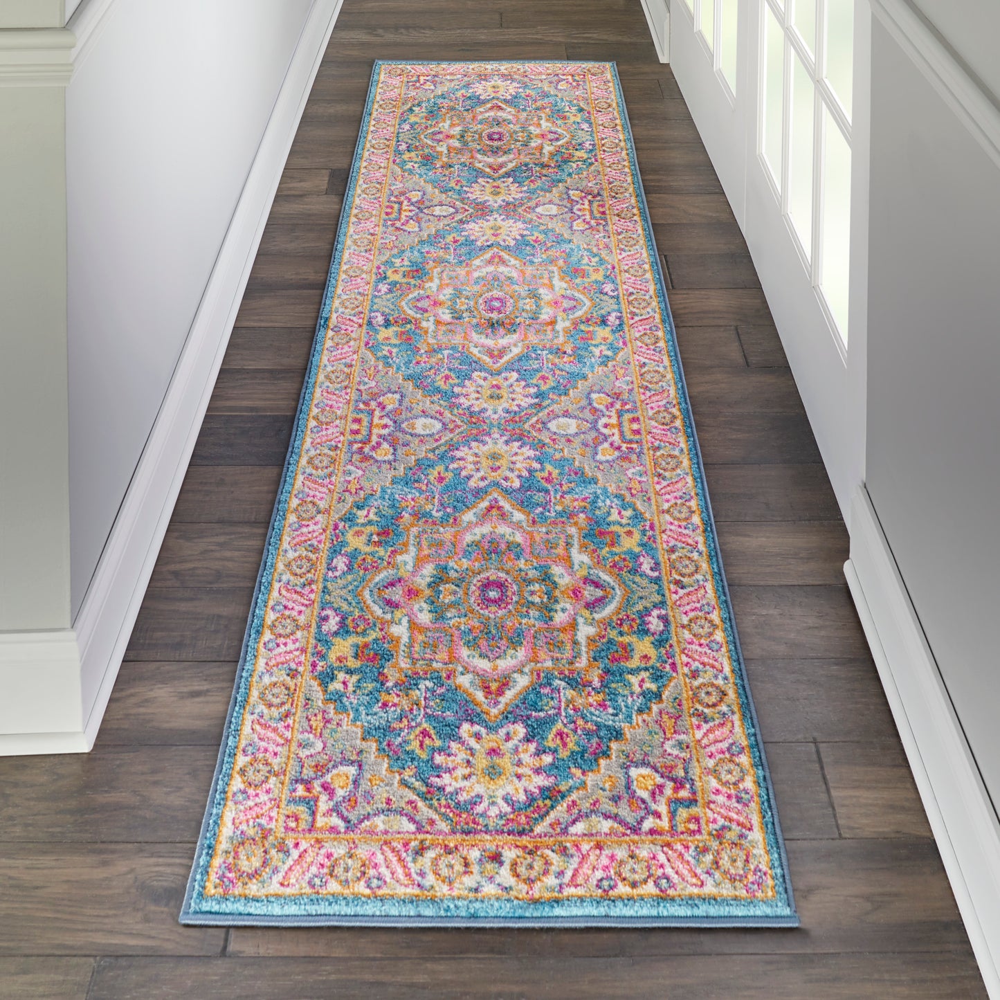 Nourison Passion 2'2" x 7'6" Teal Multicolor Bohemian Indoor Rug