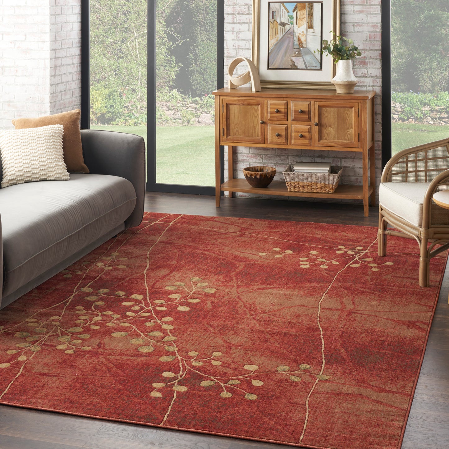 Nourison Somerset 9'6" x 13' Flame Rustic Indoor Rug