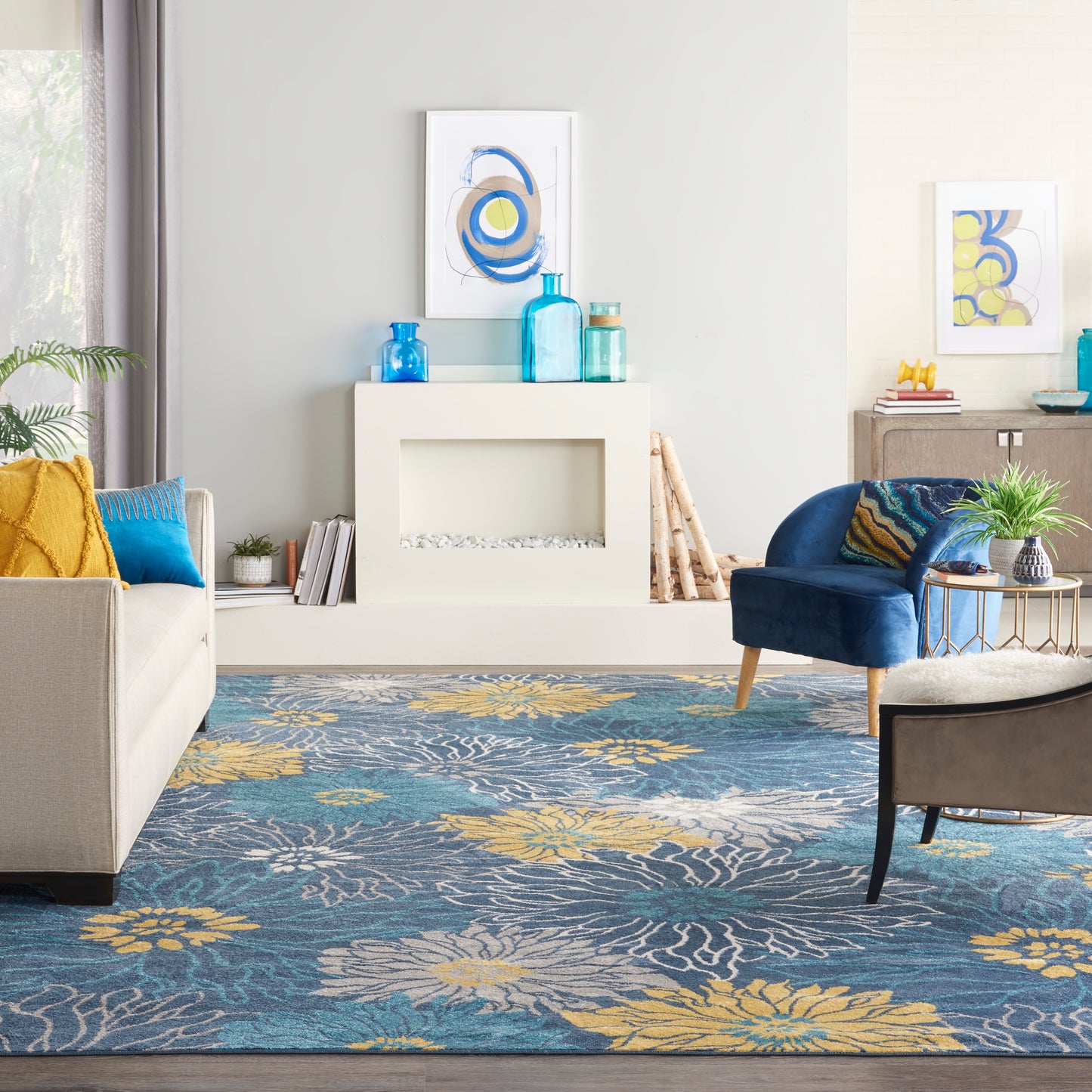 Nourison Passion 9' x 12' Blue Contemporary Indoor Rug